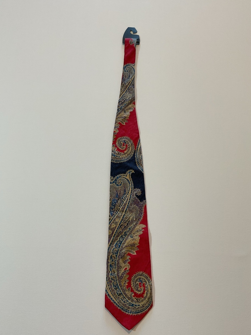 Pierre Balmain Couture 100% Silk Paisley Necktie Red Blue Luxury Designer Tie